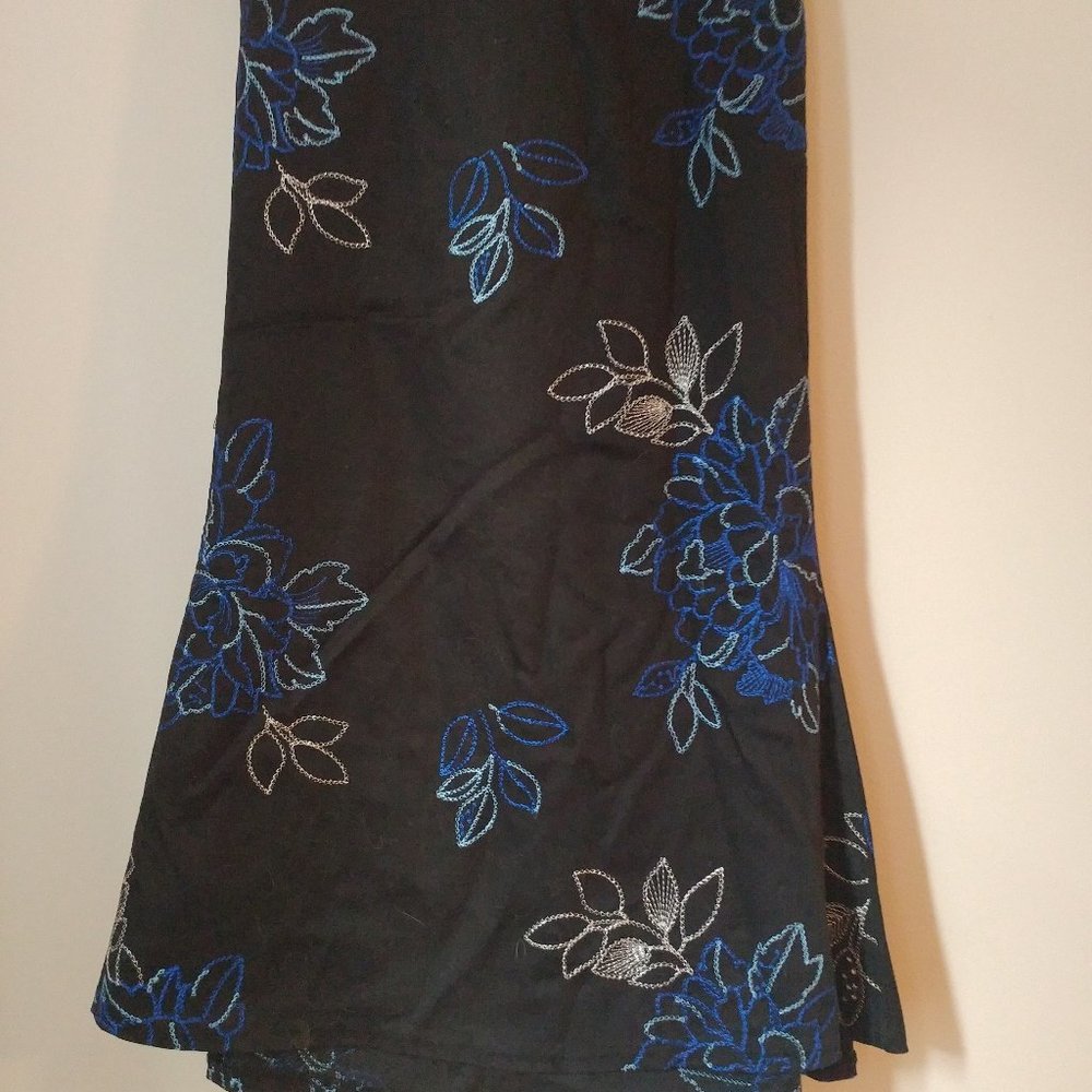 Floral Stitched Flare Skirt